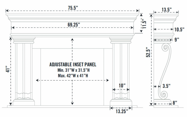 Omega Fireplace Mantel Surround (Cast Stone) 1110.536 GS
