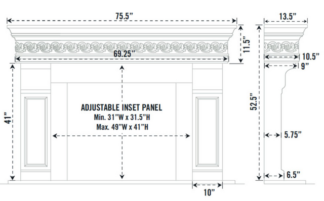 Omega Fireplace Mantel Surround (Cast Stone) 1110S.511 GS