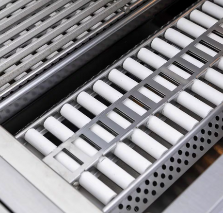 Blaze ceramic flame tamers installed in gas grill