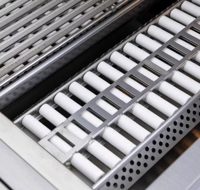 Blaze ceramic flame tamers installed in gas grill
