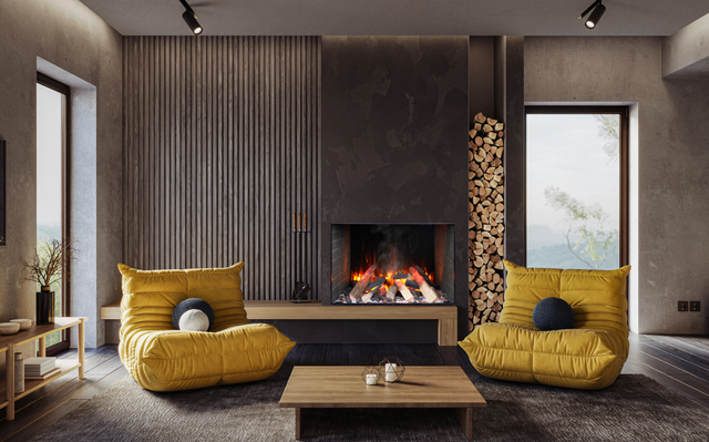 Amantii Signature series with split glowing log set