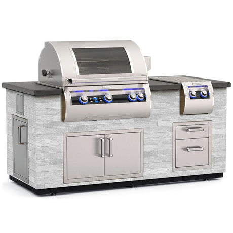 Fire Magic 77" Reclaimed Wood Outdoor Kitchen Island with Side Burner