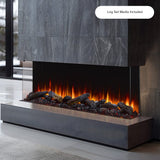 SimpliFire Triton 65 installed in a living room with log set