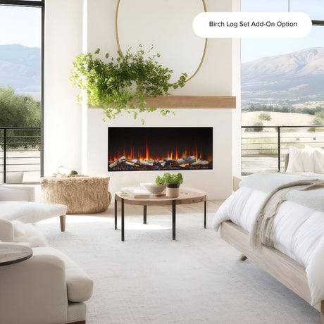SimpliFire Triton 50 electric fireplace with XL Birch log set