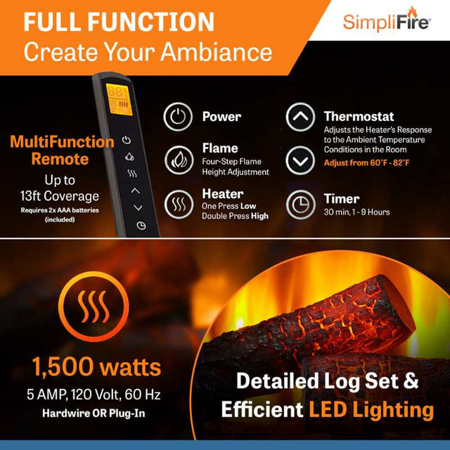 Simplifire 25" Electric Fireplace Insert | SF-INS25