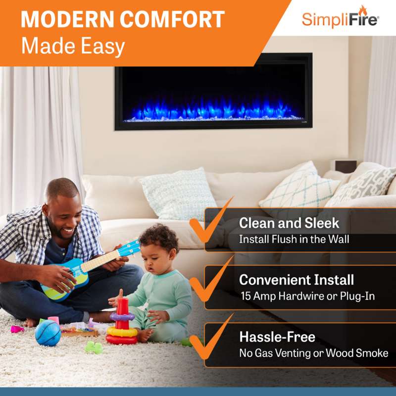 Simplifire Allusion Platinum 50" Linear Electric Fireplace | SF-ALLP50-BK