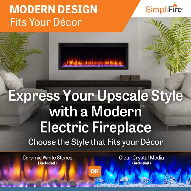 Simplifire Allusion Platinum 50" Linear Electric Fireplace | SF-ALLP50-BK