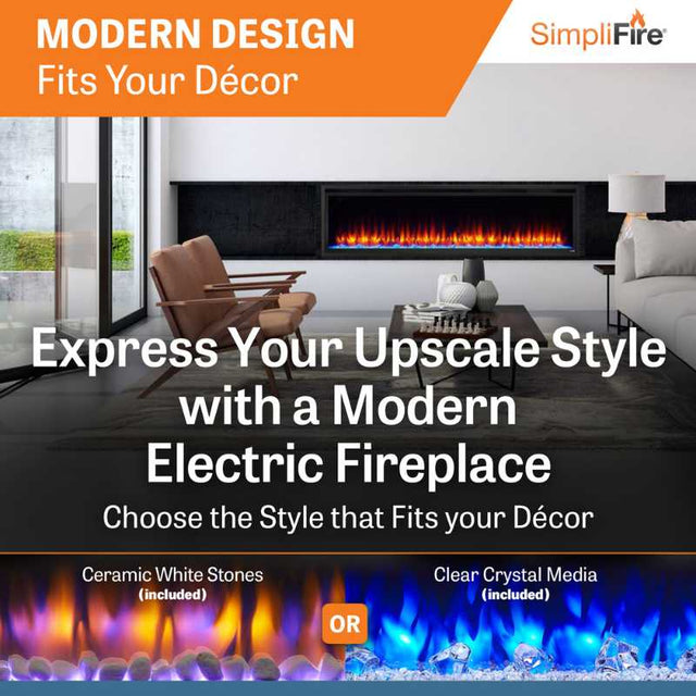 Simplifire Allusion Platinum 72" Linear Electric Fireplace | SF-ALLP72-BK