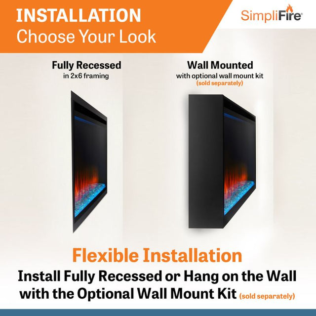 Simplifire Allusion Platinum 60" Linear Electric Fireplace | SF-ALLP60-BK
