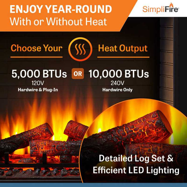 Simplifire 36" Built-In Electric Fireplace | SF-BI36-EB