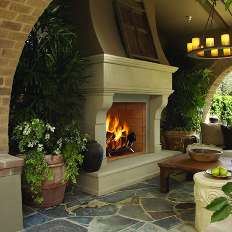 Superior WRE6000 outdoor wood-burning fireplace installed