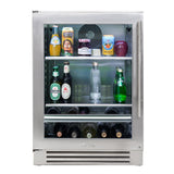 True 24-Inch ADA Height Beverage Center with Stainless Steel Glass Door, 2 Black Wire Shelves, 1 Wine Shelf (Left Hinge) - TUBADA-24-LG-A-S