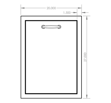 Summerset TD2-20 Trash & Recycling Drawer - front dimensions diagram