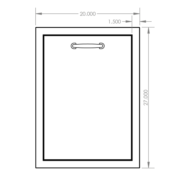 Summerset TD2-20 Trash & Recycling Drawer - front dimensions diagram