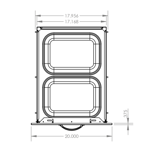 Summerset TD2-20 Trash & Recycling Drawer - top dimensions diagram