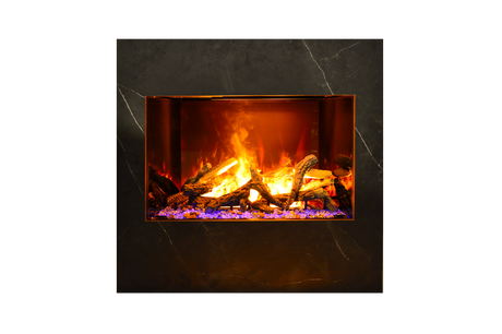 Amantii Signature TRD 38 electric fireplace with oak log set