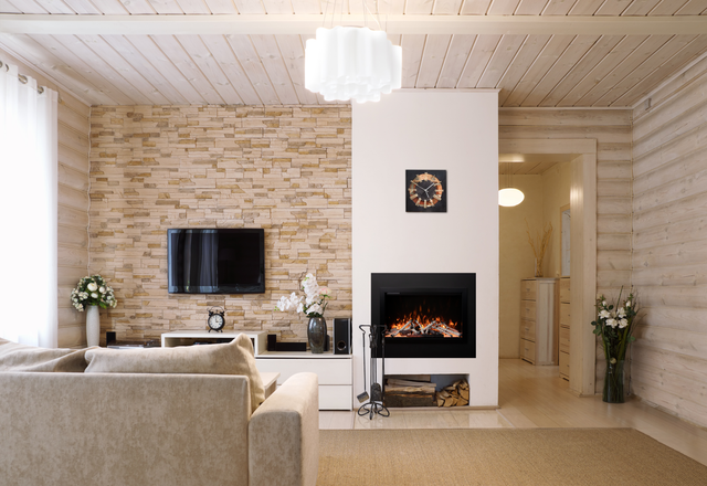 Amantii TRD Lumina with 4-sided trim and 10-piece birch logs