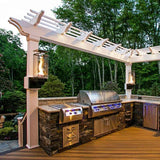 Tempest Torch wall-mounted on a pergola