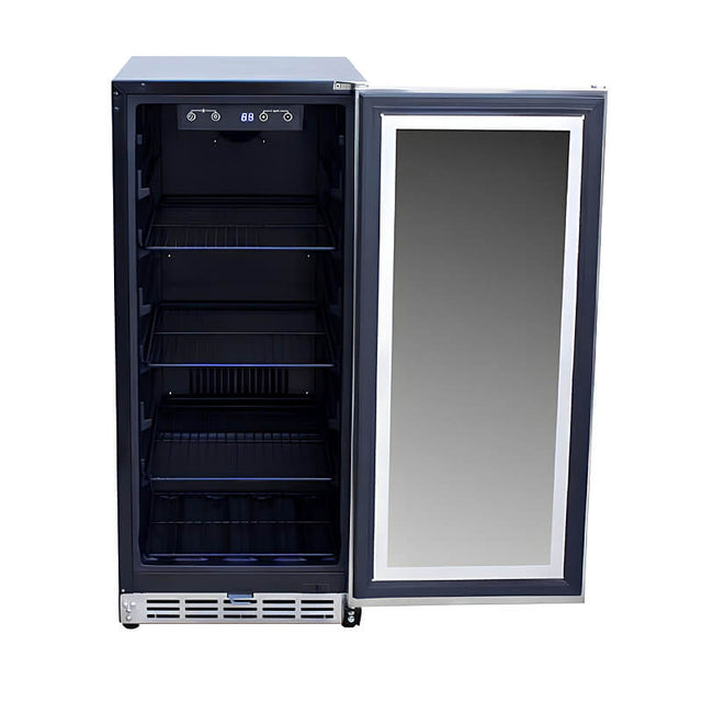 TrueFlame 15 Inch 3.2 Cu. Ft. Outdoor Refrigerator With Glass Door - AMD-RFR-15G