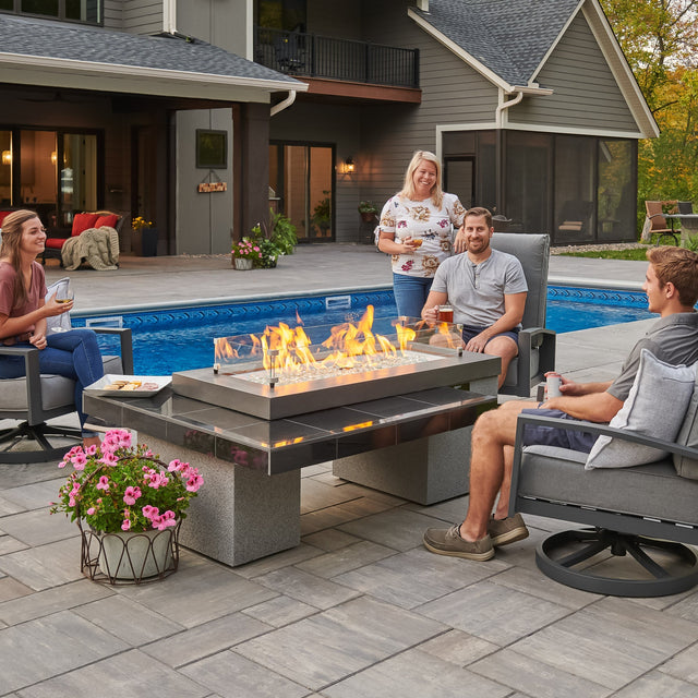 The Outdoor GreatRoom Uptown Black Linear Fire Pit Table