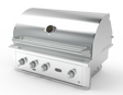 Wildfire Brushed Stainless designer knobs and handle shown fitted to a Ranch Pro grill