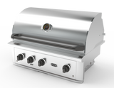 Wildfire Chrome Black designer knobs and handle shown fitted to a Ranch Pro grill