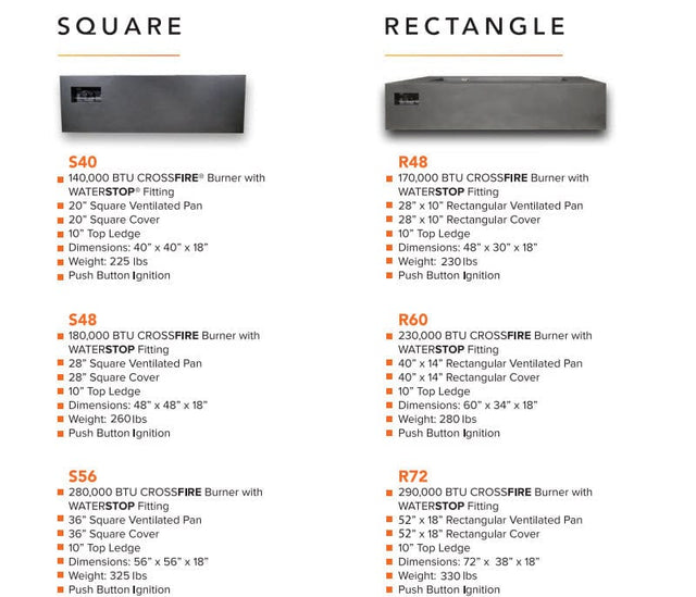 Warming Trends AON Powder-Coated Steel Rectangular Fire Table