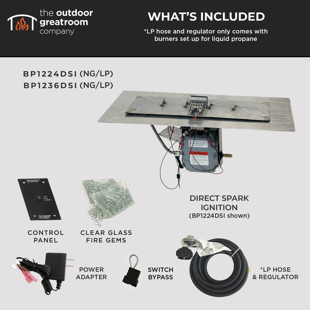 The Outdoor GreatRoom Crystal Fire Plus Linear Gas Burner Insert and Plate Kit