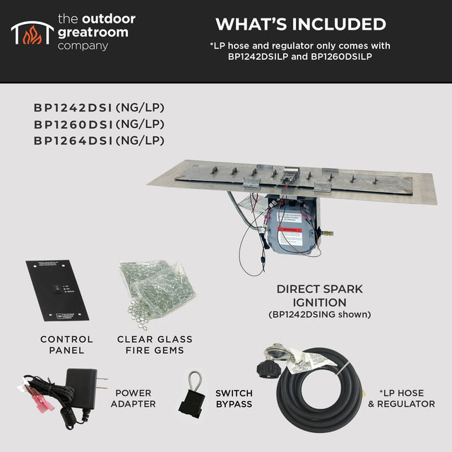 The Outdoor GreatRoom Crystal Fire Plus Linear Gas Burner Insert and Plate Kit