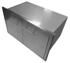 XO 36" Sealed Pantry with stainless steel gasketed doors, ideal for outdoor kitchen storage and access door solutions.