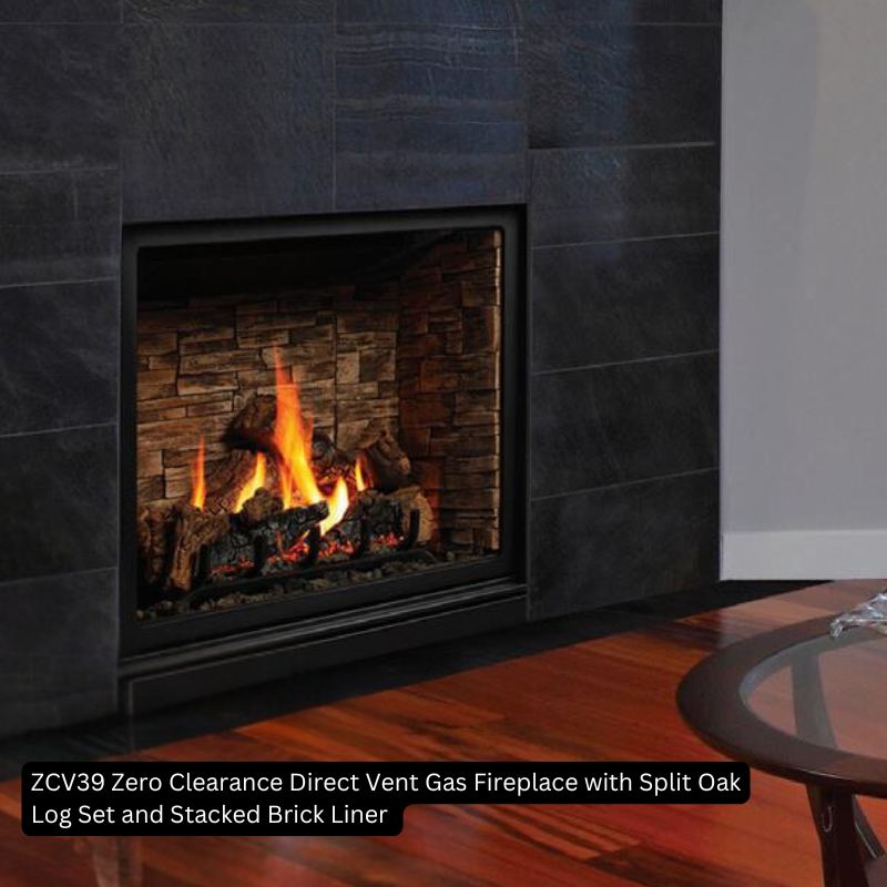 Kingsman ZCV39 39" Zero Clearance Clean View Direct Vent Gas Fireplace | Ceramic Glass