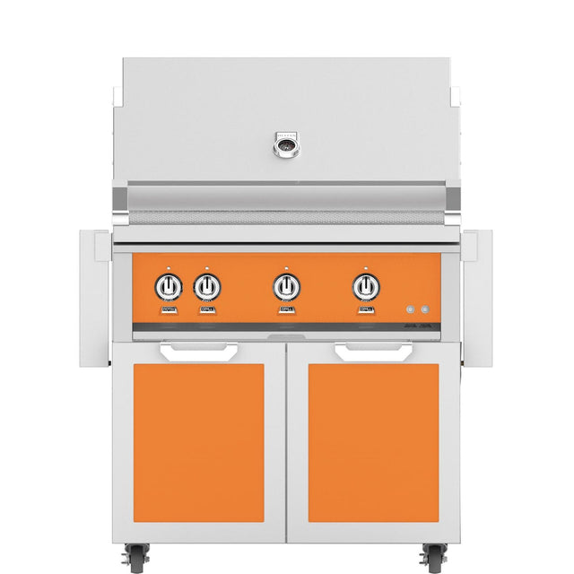 Hestan 36-Inch Natural Gas Grill W/ Rotisserie On Double Door Tower Cart