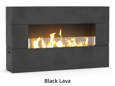 American Fyre Designs Milan Low Linear Fireplace - Black Lava front