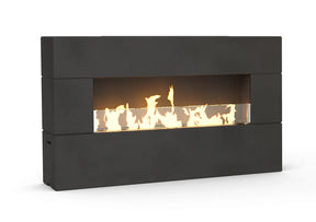 American Fyre Designs Milan Low Linear Fireplace - Black Lava