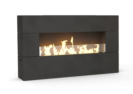 American Fyre Designs Milan Low Linear Fireplace - Black Lava