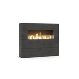 American Fyre Designs Milan Tall Linear Fireplace - Black Lava front