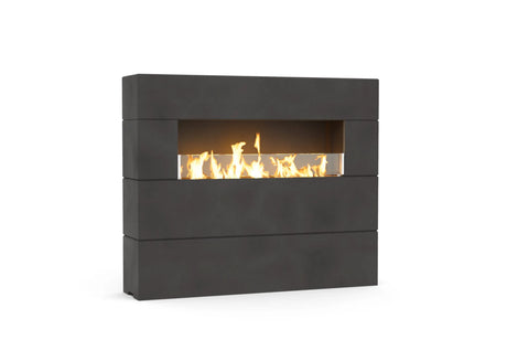 American Fyre Designs Milan Tall Linear Fireplace - Black Lava