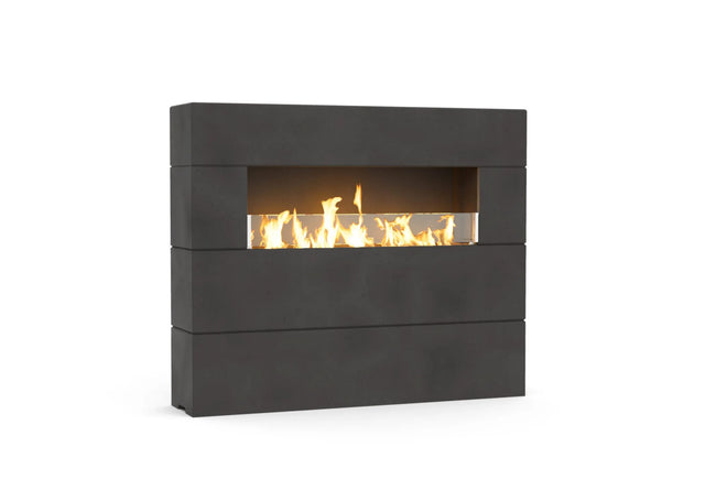 American Fyre Designs Milan Tall Linear Fireplace - Black Lava