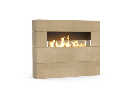 American Fyre Designs Milan Tall Linear Fireplace - Cafe Blanco
