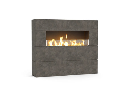 American Fyre Designs Milan Tall Linear Fireplace - Dark Basalt