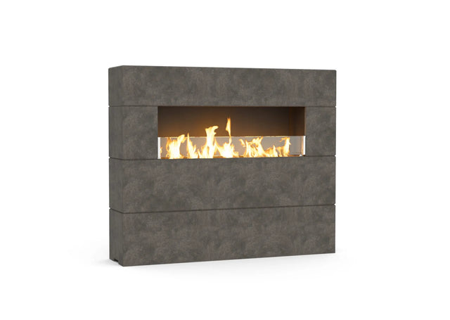 American Fyre Designs Milan Tall Linear Fireplace - Dark Basalt