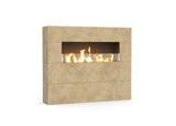 American Fyre Designs Milan Tall Linear Fireplace - Travertine