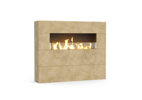 American Fyre Designs Milan Tall Linear Fireplace - Travertine