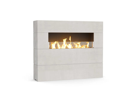 American Fyre Designs Milan Tall Linear Fireplace - White Aspen