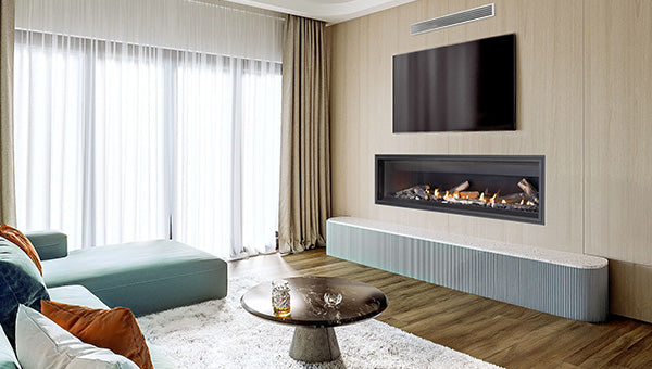 Napoleon Ascent Linear 76 direct vent gas fireplace lifestyle