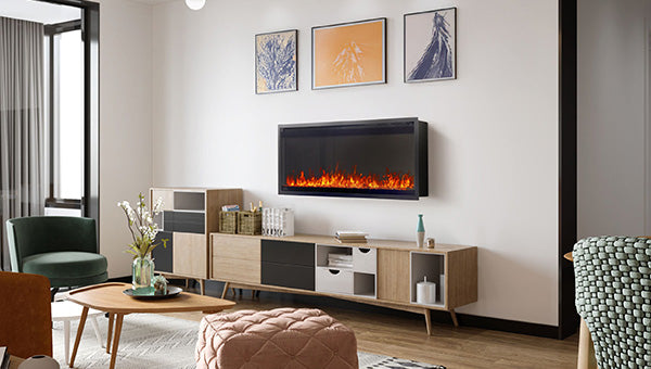 Napoleon Astound SlimMount 42 wall-hanging electric fireplace lifestyle