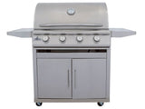 Blaze BCM 32-inch grill hood open showing cooking grates