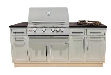 Challenger Coastal 7 Foot Outdoor Kitchen Island with Blaze 32 Inch Gas Grill  Pre-Assembled