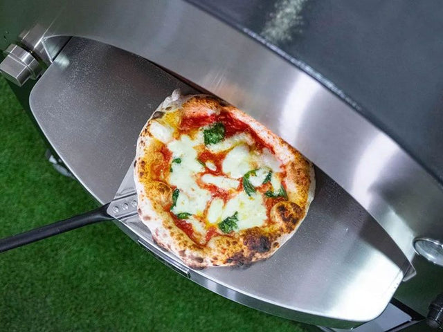 Alfa Classico 4 Pizze 43-Inch Gas Pizza Oven on Wrinkle Black Oven Base - Ardesia Grey
