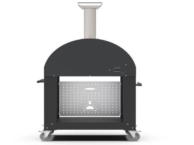 Alfa Classico 4 Pizze 43-Inch Gas Pizza Oven on Wrinkle Black Oven Base - Ardesia Grey